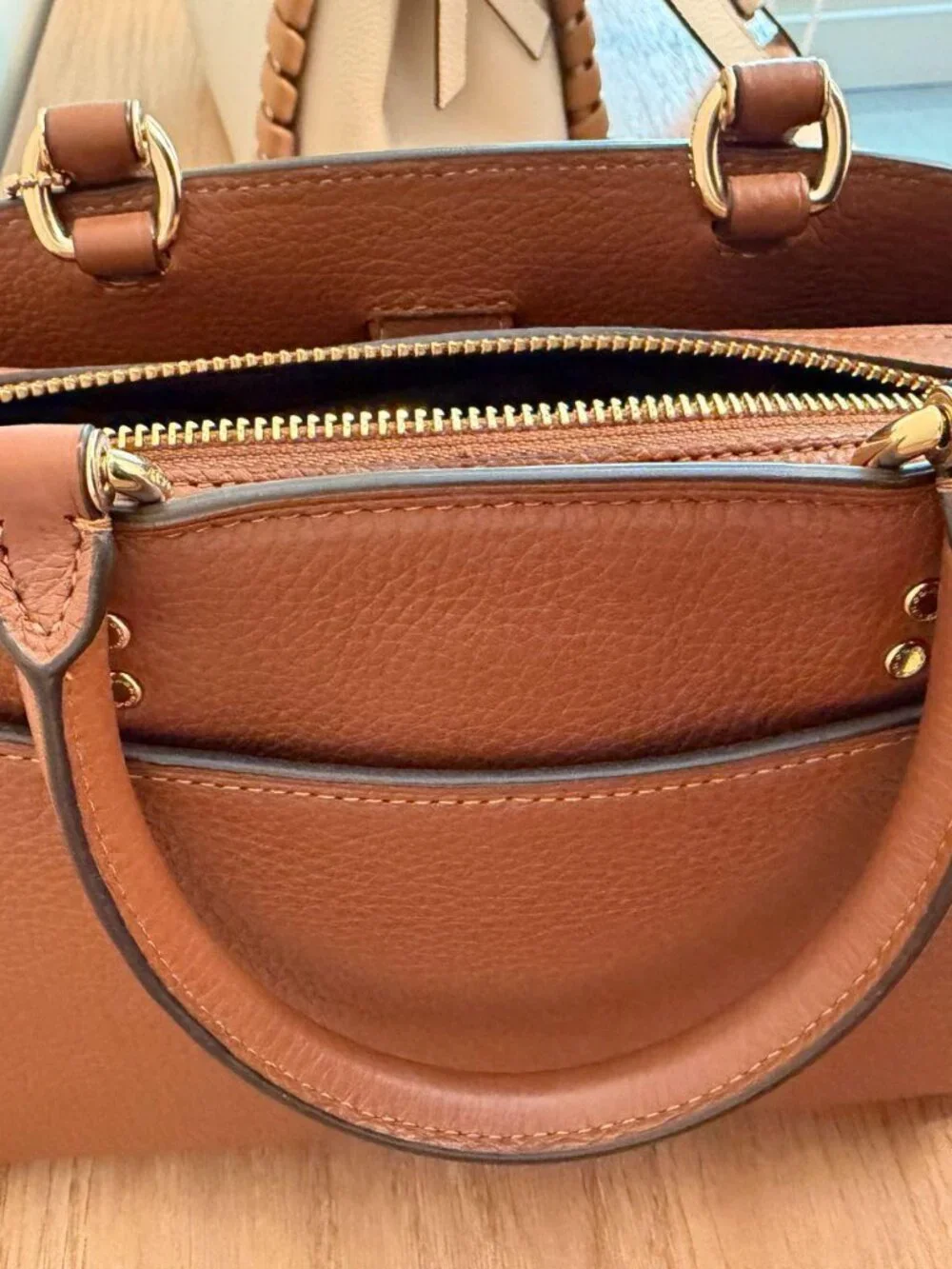 Coach Mini Lillie Carryall Brown Pebble Leather
